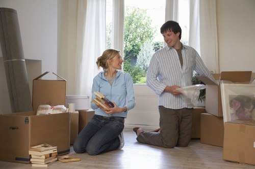 Office relocation planning with desks, boxes, and workspace layout notes