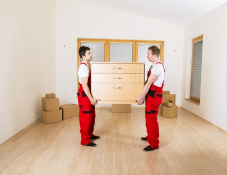 Boxes and furniture being loaded for a house move in Richmond upon Thames
