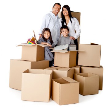 Packed boxes and household items ready for house removals